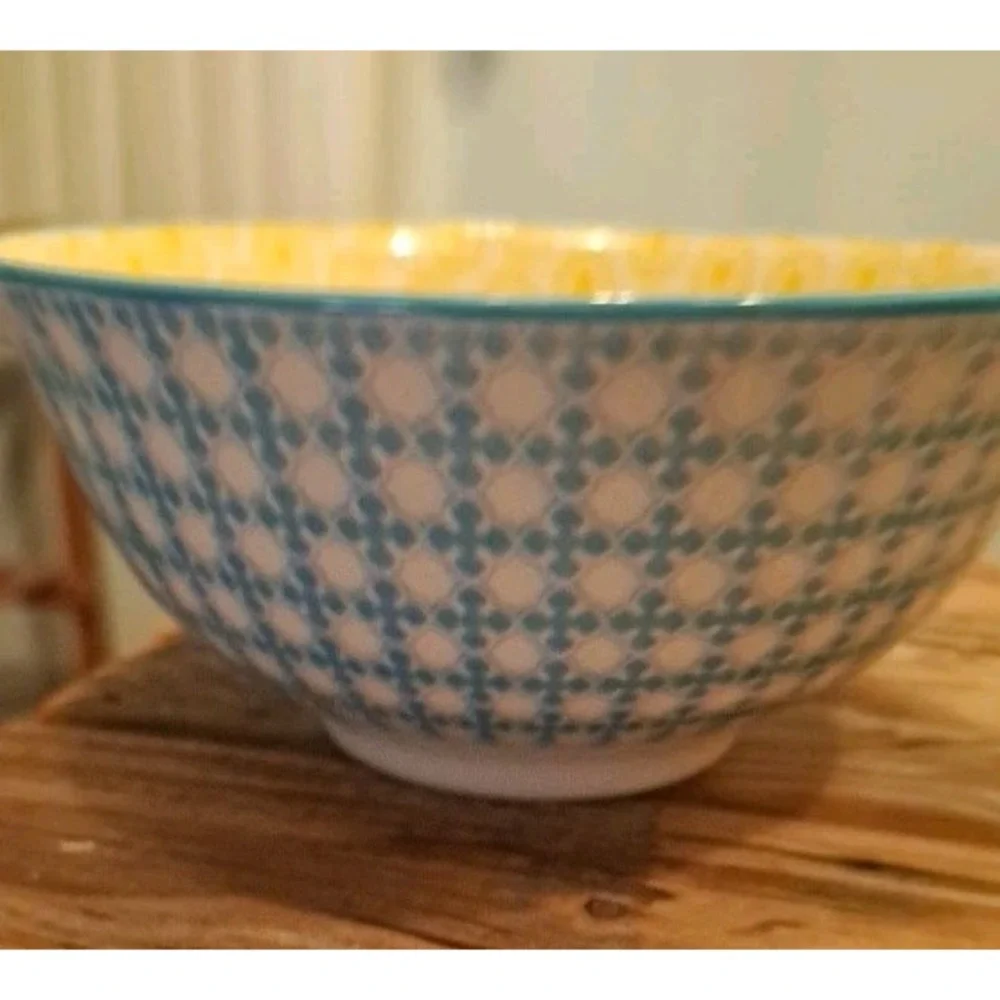 Dover & York Cereal Soup Bowl Geometric Yellow/ Blue Replacement Spring Summer